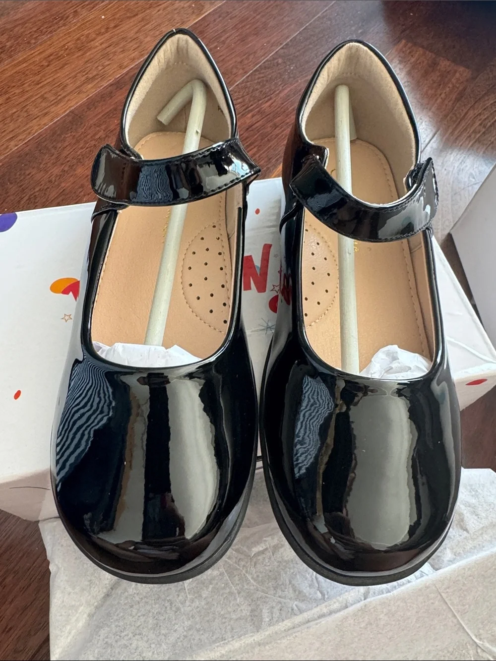 Panda Ninja Girls Black Patent Mary Jane Shoes